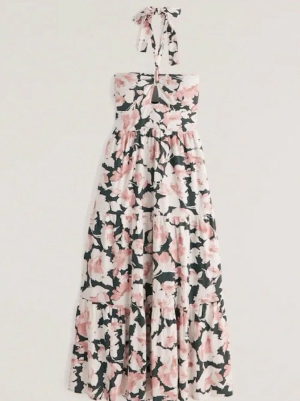 Abercrombie & Fitch Knotted Halter Maxi Dress Cutout Strapless Floral Size XS